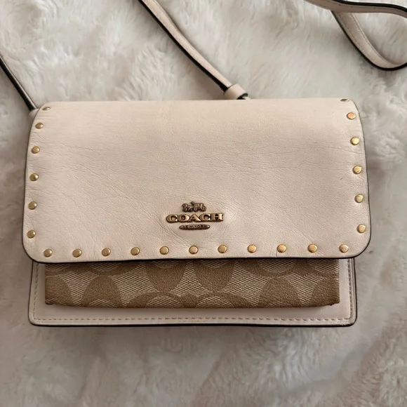 Coach Cream and Tan Crossbody Bag - Picture 1 of 5